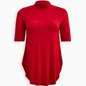 Torrid 3X (3) Red Tunic Super Soft Turtleneck Shirttail Top